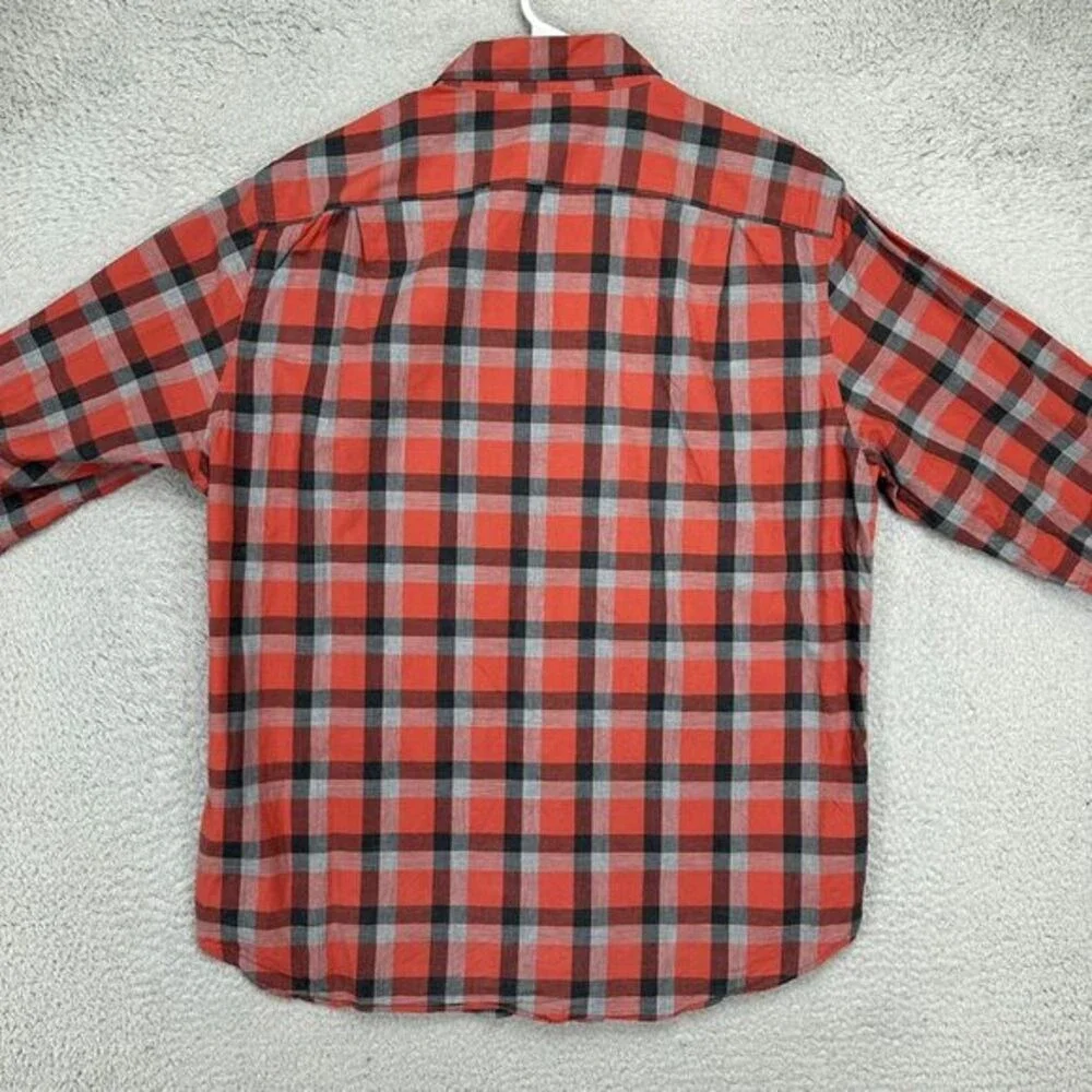 J. Crew Dress Shirt Adult Large 16-16.5 Red Gray Plaid Button Down Pocket Mens